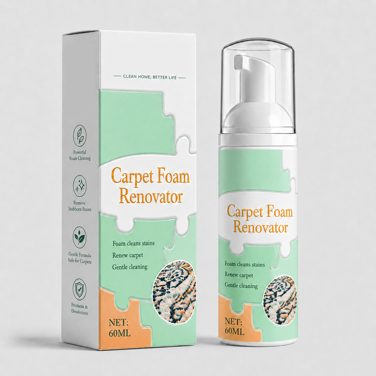 🔥Limited Time Promotion 50% OFF🔥Waterless Carpet Foam Stain Remover with Towel