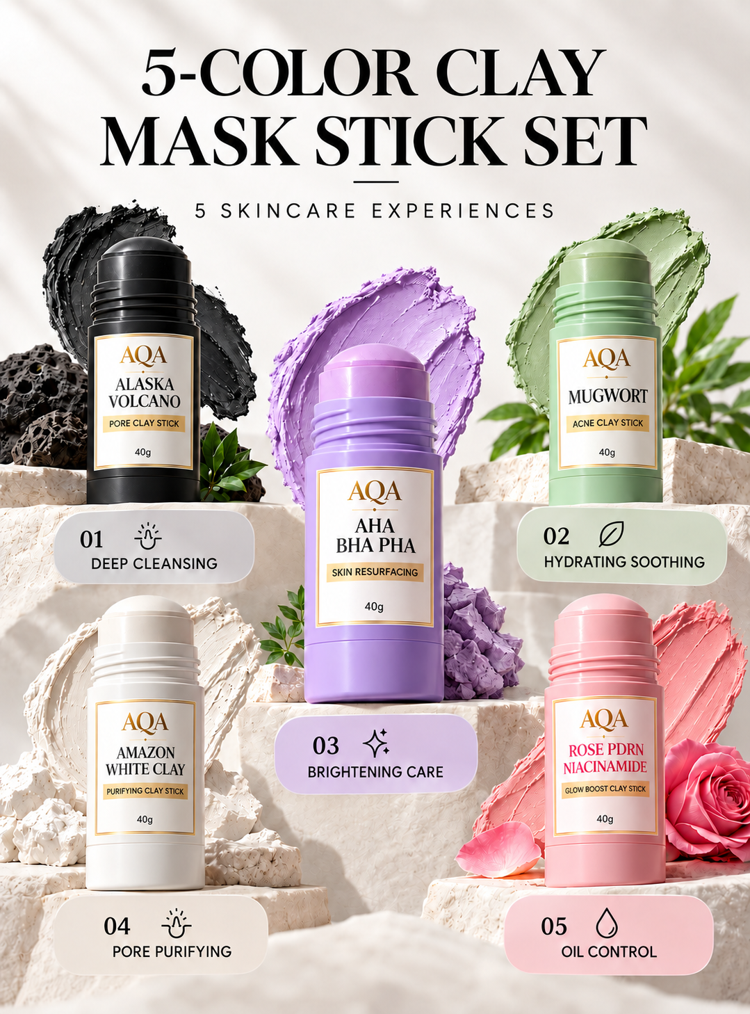 AQA Mud mask Stick Collection 5 Masks for Every Skin Concern