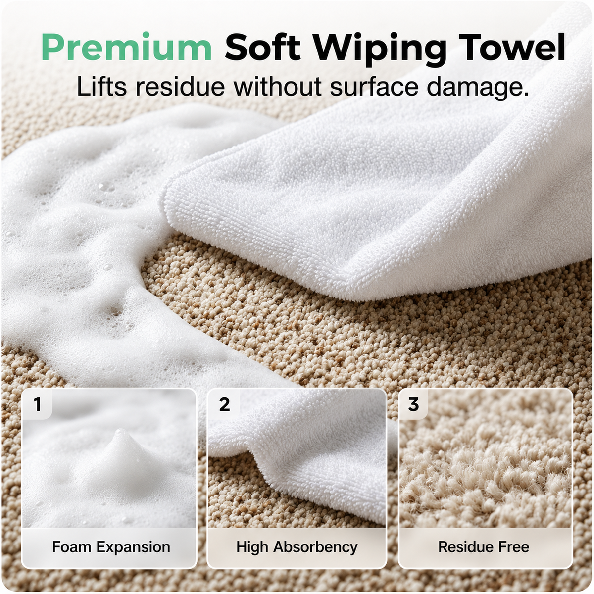 🔥Limited Time Promotion 50% OFF🔥Waterless Carpet Foam Stain Remover with Towel