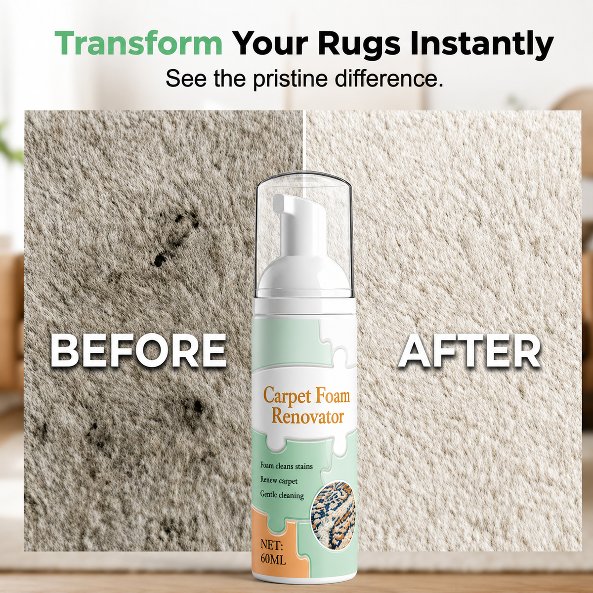 🔥Limited Time Promotion 50% OFF🔥Waterless Carpet Foam Stain Remover with Towel